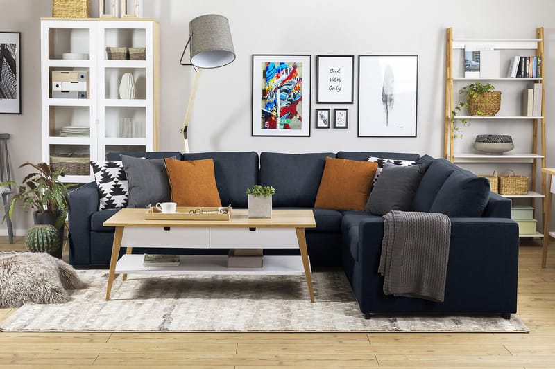 Crazy 5-seters Vendbar L-formet Large Hjørnesofa i Stoff - Blå - Møbler - Sofaer - Hjørnesofa