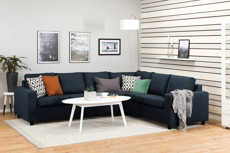 Crazy 5-seters Vendbar L-formet Large Hjørnesofa i Stoff - Blå - Møbler - Sofaer - Hjørnesofa