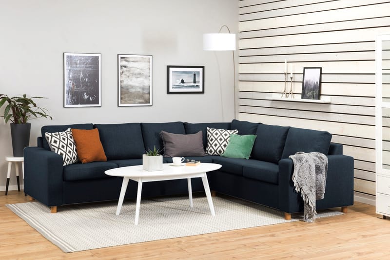 Crazy 5-seters Vendbar L-formet Large Hjørnesofa i Stoff - Blå - Møbler - Sofaer - Hjørnesofa