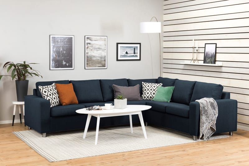 Crazy 5-seters Vendbar L-formet Large Hjørnesofa i Stoff - Blå - Møbler - Sofaer - Hjørnesofa
