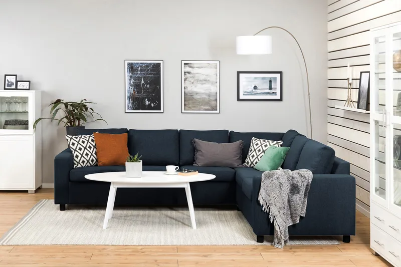 Crazy 5-seters Vendbar L-formet Large Hjørnesofa i Stoff - Blå - Møbler - Sofaer - Hjørnesofa