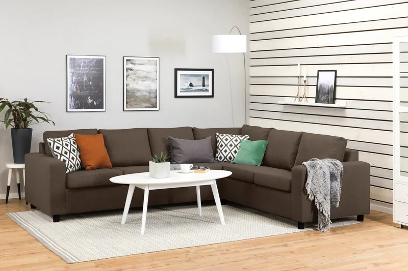 Crazy 5-seters Vendbar L-formet Large Hjørnesofa i Stoff - Brun - Møbler - Sofaer - Hjørnesofa