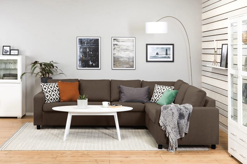 Crazy 5-seters Vendbar L-formet Large Hjørnesofa i Stoff - Brun - Møbler - Sofaer - Hjørnesofa