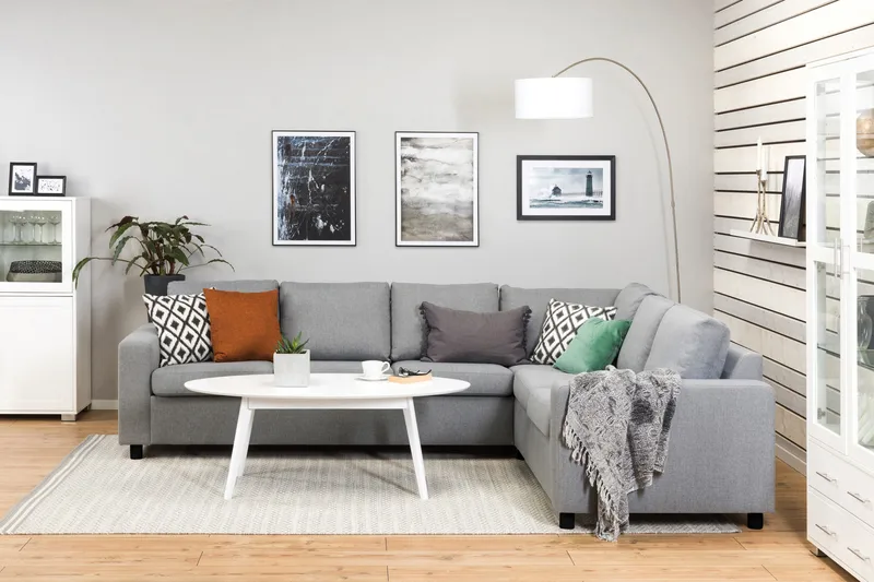 Crazy 5-seters Vendbar L-formet Large Hjørnesofa i Stoff - Grå - Møbler - Sofaer - Hjørnesofa