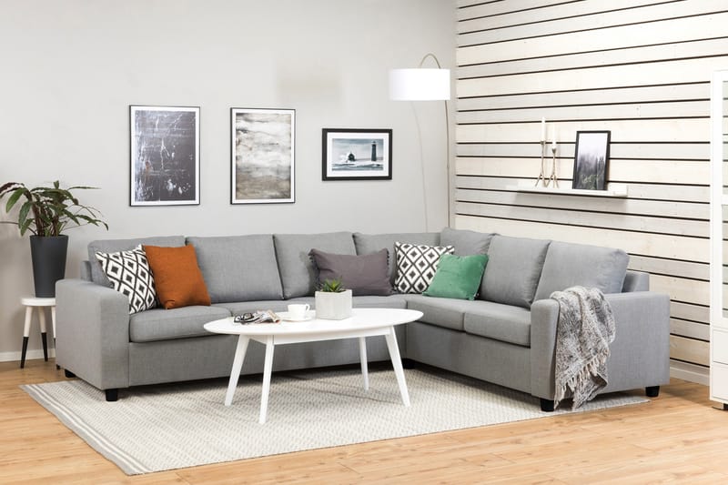 Crazy 5-seters Vendbar L-formet Large Hjørnesofa i Stoff - Grå - Møbler - Sofaer - Hjørnesofa
