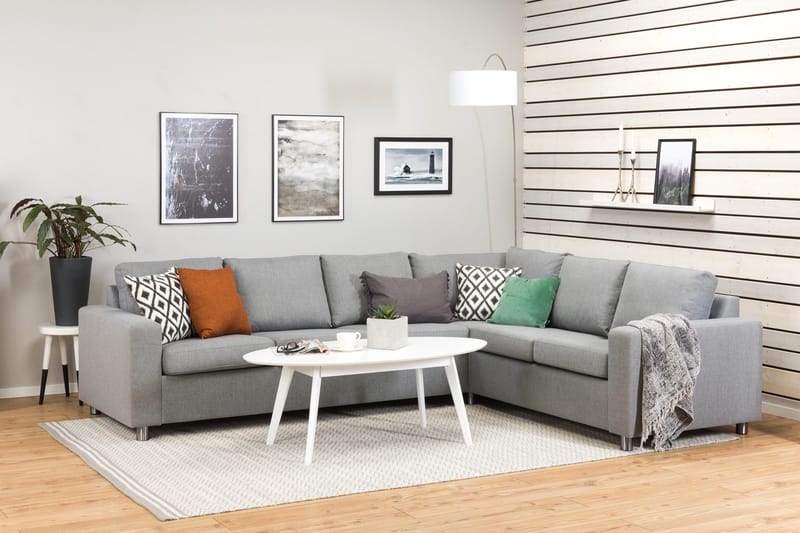 Crazy 5-seters Vendbar L-formet Large Hjørnesofa i Stoff - Grå - Møbler - Sofaer - Hjørnesofa