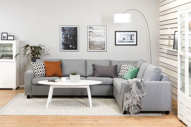 Crazy 5-seters Vendbar L-formet Large Hjørnesofa i Stoff - Grå - Møbler - Sofaer - Hjørnesofa