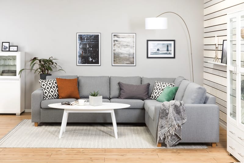 Crazy 5-seters Vendbar L-formet Large Hjørnesofa i Stoff - Grå - Møbler - Sofaer - Hjørnesofa