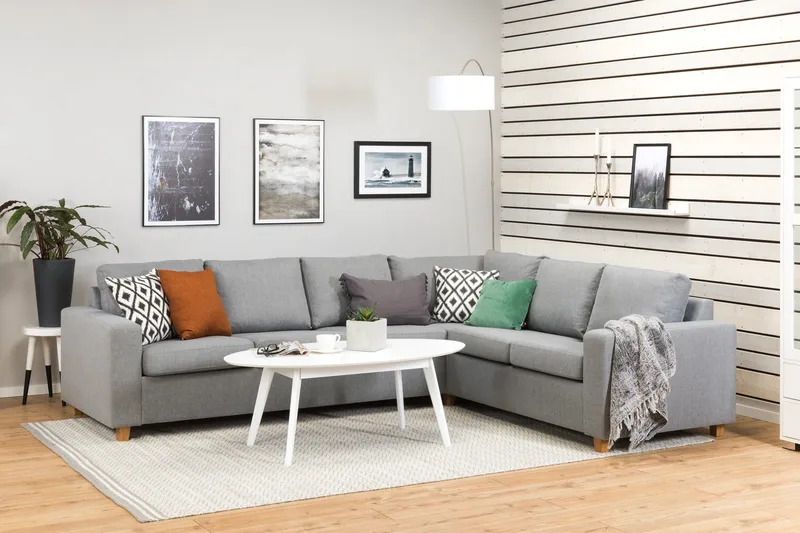 Crazy 5-seters Vendbar L-formet Large Hjørnesofa i Stoff - Grå - Møbler - Sofaer - Hjørnesofa