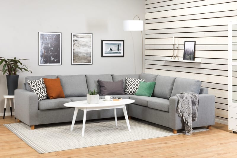Crazy 5-seters Vendbar L-formet Large Hjørnesofa i Stoff - Grå - Møbler - Sofaer - Hjørnesofa