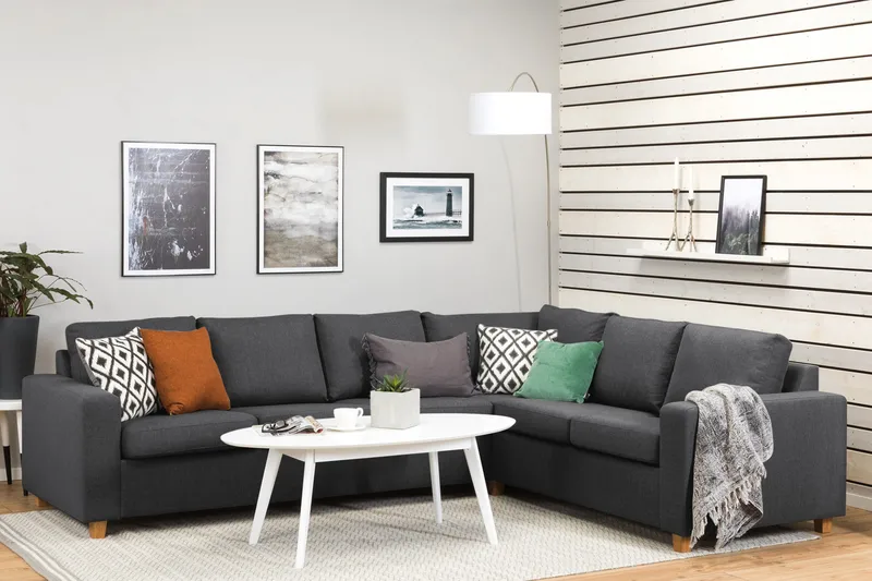 Crazy 5-seters Vendbar L-formet Large Hjørnesofa i Stoff - Mørk grå - Møbler - Sofaer - Hjørnesofa