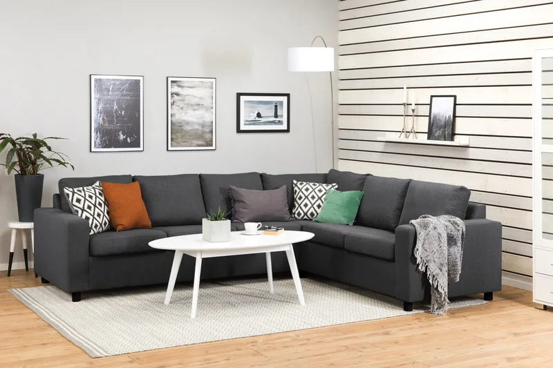 Crazy 5-seters Vendbar L-formet Large Hjørnesofa i Stoff - Mørk grå - Møbler - Sofaer - Hjørnesofa