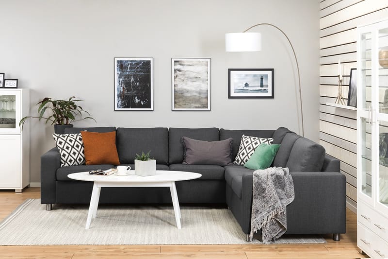 Crazy 5-seters Vendbar L-formet Large Hjørnesofa i Stoff - Mørk grå - Møbler - Sofaer - Hjørnesofa
