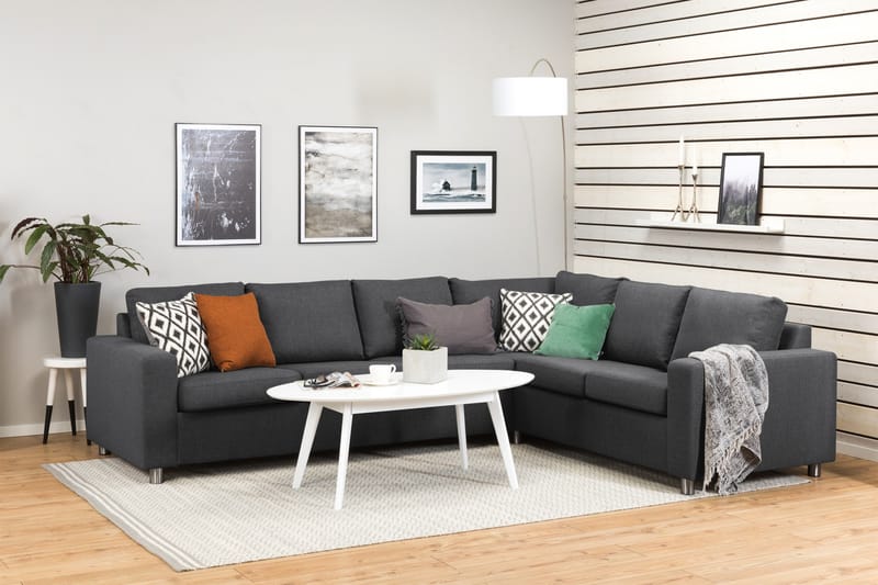 Crazy 5-seters Vendbar L-formet Large Hjørnesofa i Stoff - Mørk grå - Møbler - Sofaer - Hjørnesofa