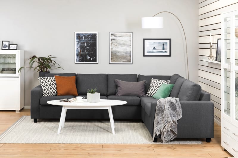 Crazy 5-seters Vendbar L-formet Large Hjørnesofa i Stoff - Mørk grå - Møbler - Sofaer - Hjørnesofa