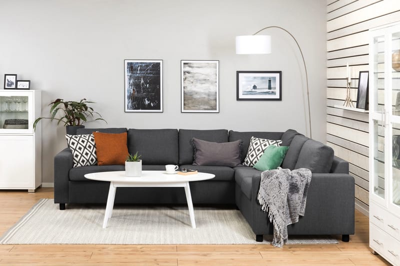 Crazy 5-seters Vendbar L-formet Large Hjørnesofa i Stoff - Mørk grå - Møbler - Sofaer - Hjørnesofa