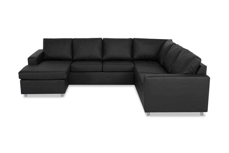 Crazy 5-seters Venstrevendt U-formet Hjørnesofa med Divan i Kunstlær - Svart - Møbler - Sofaer - Hjørnesofa - Hjørnesofa med divan