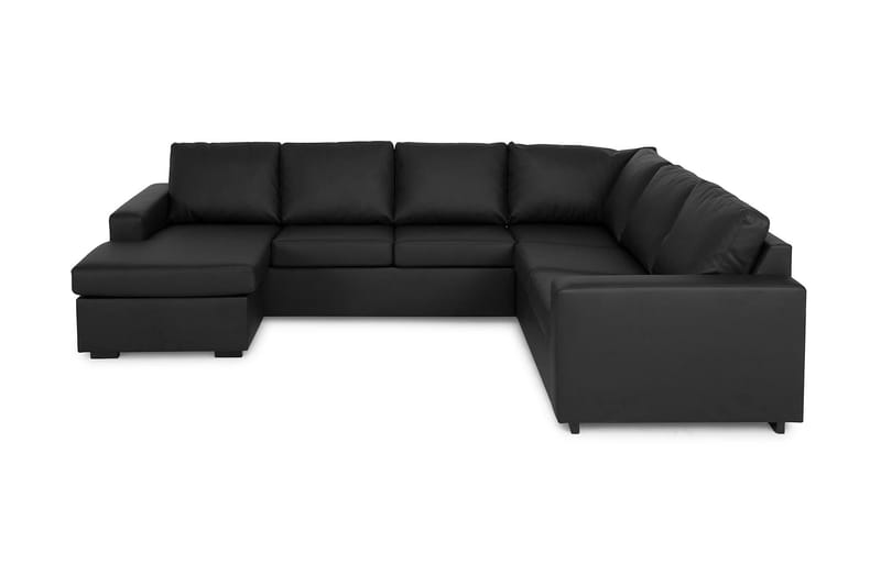 Crazy 5-seters Venstrevendt U-formet Hjørnesofa med Divan i Kunstlær - Svart - Møbler - Sofaer - Hjørnesofa - Hjørnesofa med divan