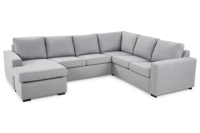 Crazy 5-seters Venstrevendt U-formet Hjørnesofa med Divan i Stoff - Grå - Møbler - Sofaer - Hjørnesofa - Hjørnesofa med divan