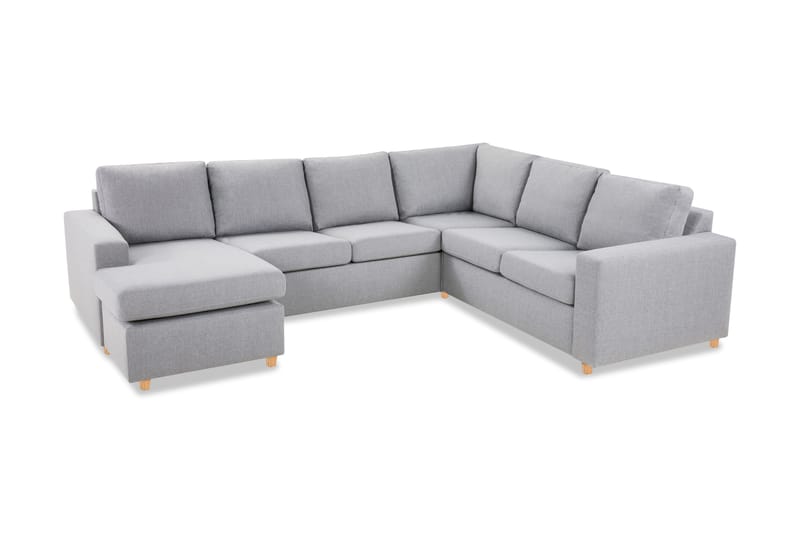 Crazy 5-seters Venstrevendt U-formet Hjørnesofa med Divan i Stoff - Grå - Møbler - Sofaer - Hjørnesofa