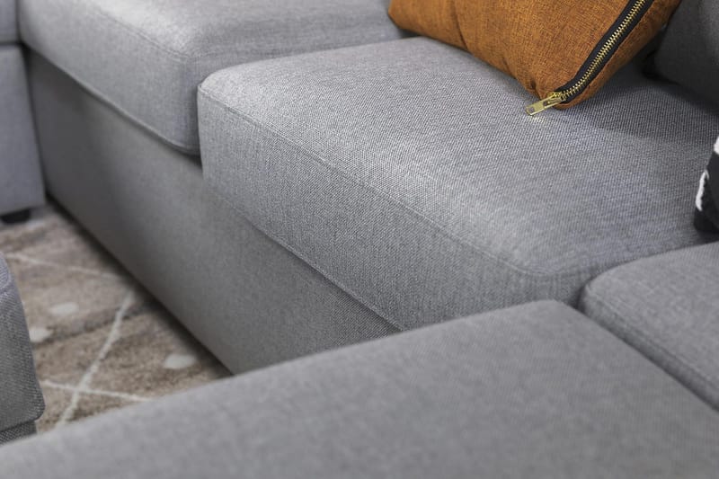 Crazy 5-seters Venstrevendt U-formet Hjørnesofa med Divan i Stoff - Grå - Møbler - Sofaer - Hjørnesofa
