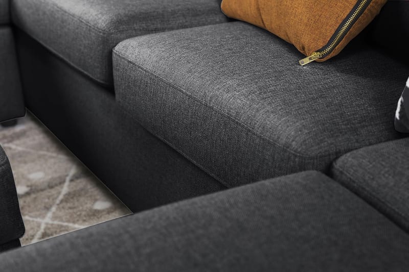Crazy 5-seters Venstrevendt U-formet Hjørnesofa med Divan i Stoff - Mørk grå - Møbler - Sofaer - Hjørnesofa