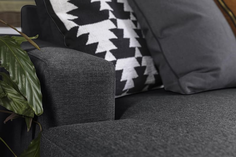 Crazy 5-seters Venstrevendt U-formet Hjørnesofa med Divan i Stoff - Mørk grå - Møbler - Sofaer - Hjørnesofa