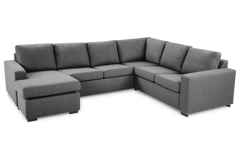 Crazy 5-seters Venstrevendt U-formet Hjørnesofa med Divan i Stoff - Mørk grå - Møbler - Sofaer - Hjørnesofa