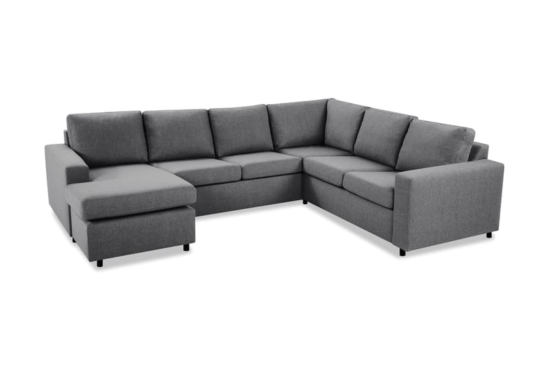 Crazy 5-seters Venstrevendt U-formet Hjørnesofa med Divan i Stoff - Mørk grå - Møbler - Sofaer - Hjørnesofa
