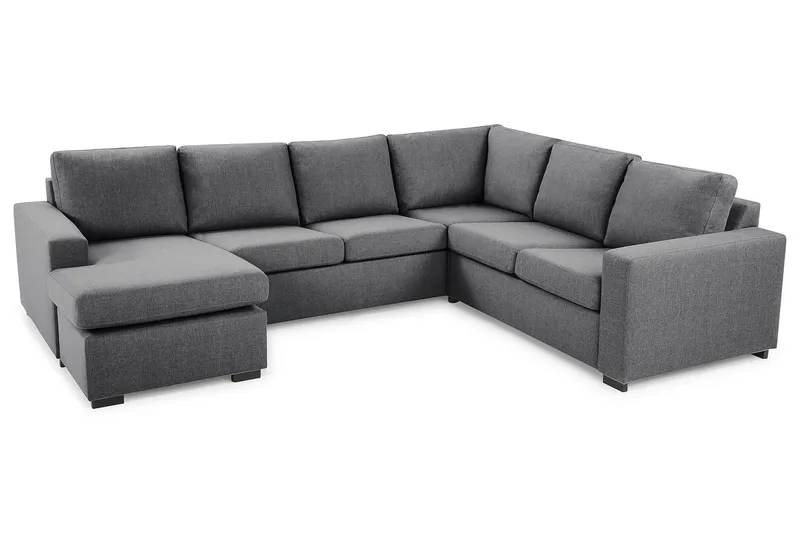 Crazy 5-seters Venstrevendt U-formet Hjørnesofa med Divan i Stoff - Mørk grå - Møbler - Sofaer - Hjørnesofa - Hjørnesofa med divan