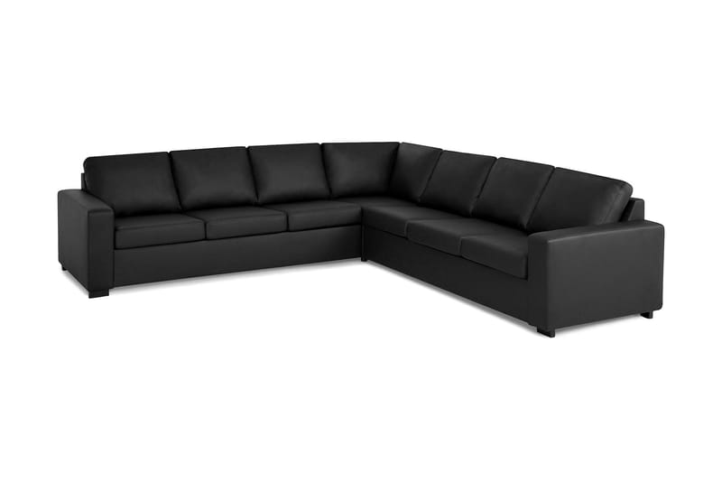 Crazy 6-seters Vendbar L-formet X-Large Hjørnesofa i Kunstlær - Svart - Møbler - Sofaer - Hjørnesofa