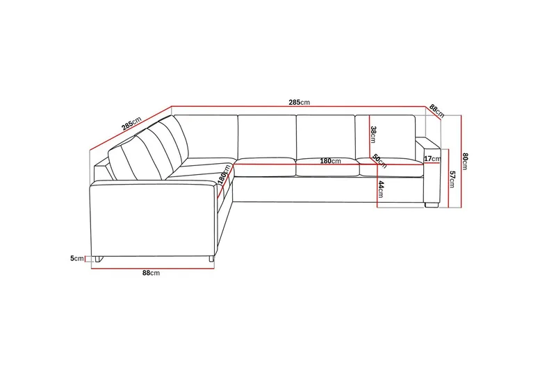 Crazy 6-seters Vendbar L-formet X-Large Hjørnesofa i Kunstlær - Svart - Møbler - Sofaer - Hjørnesofa
