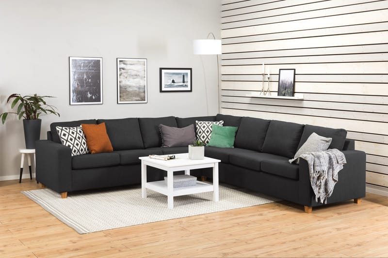 Crazy 6-seters Vendbar L-formet X-Large Hjørnesofa i Stoff - Antrasitt - Møbler - Sofaer - Hjørnesofa