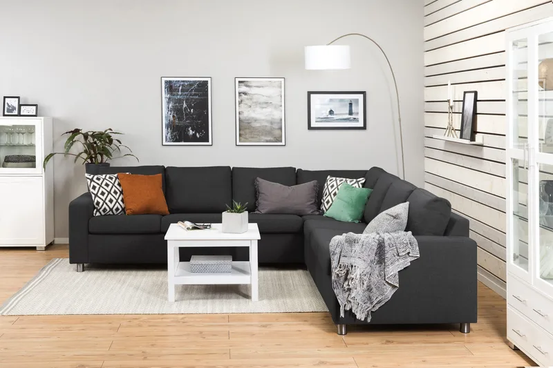 Crazy 6-seters Vendbar L-formet X-Large Hjørnesofa i Stoff - Antrasitt - Møbler - Sofaer - Hjørnesofa