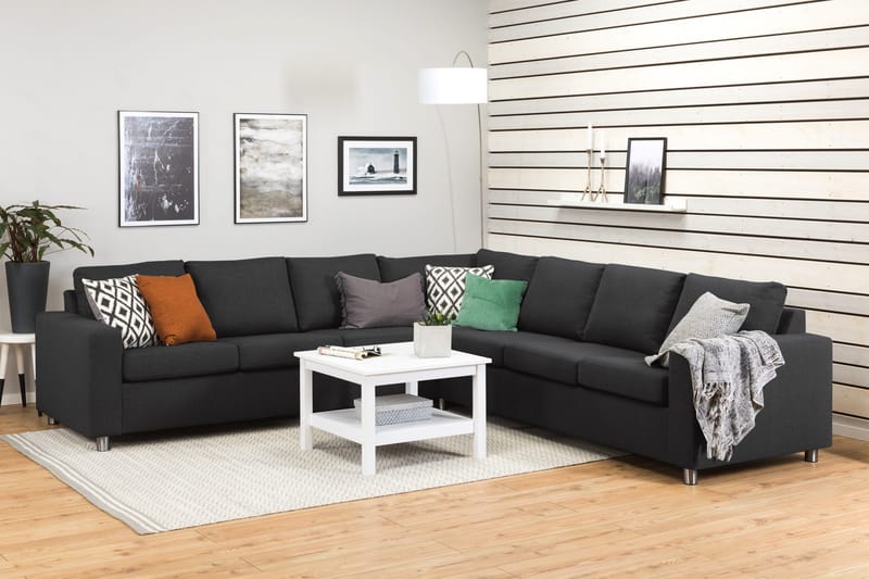 Crazy 6-seters Vendbar L-formet X-Large Hjørnesofa i Stoff - Antrasitt - Møbler - Sofaer - Hjørnesofa