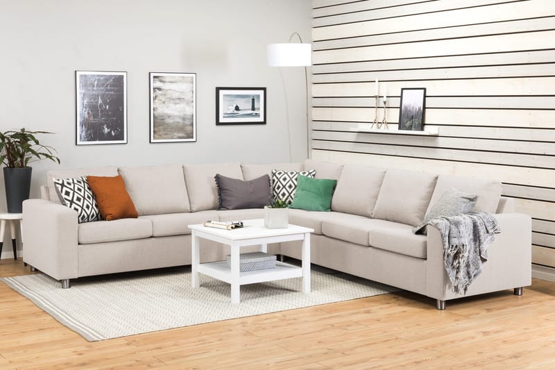 Crazy 6-seters Vendbar L-formet X-Large Hjørnesofa i Stoff - Beige - Møbler - Sofaer - Hjørnesofa