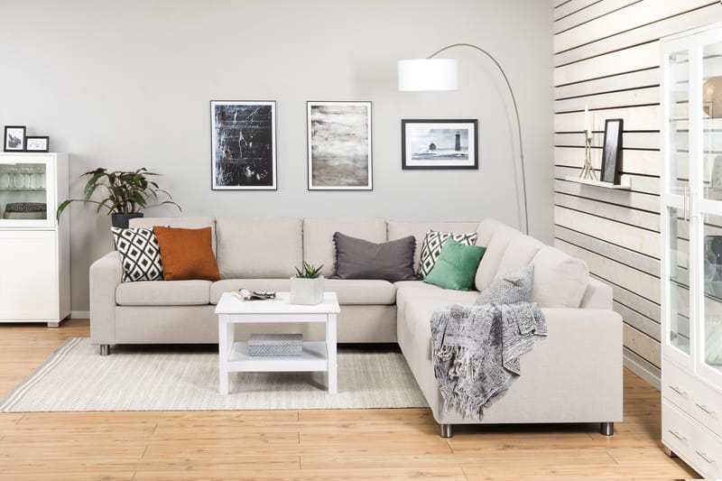 Crazy 6-seters Vendbar L-formet X-Large Hjørnesofa i Stoff - Beige - Møbler - Sofaer - Hjørnesofa