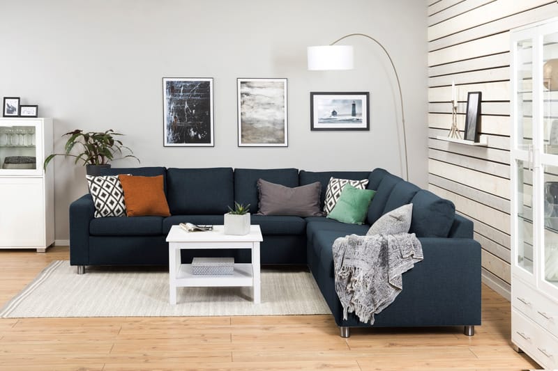 Crazy 6-seters Vendbar L-formet X-Large Hjørnesofa i Stoff - Blå - Møbler - Sofaer - Hjørnesofa