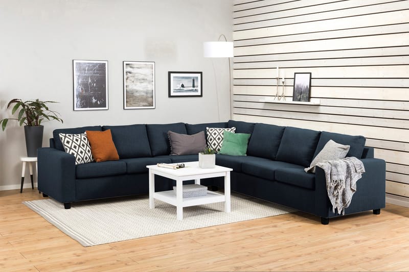 Crazy 6-seters Vendbar L-formet X-Large Hjørnesofa i Stoff - Blå - Møbler - Sofaer - Hjørnesofa