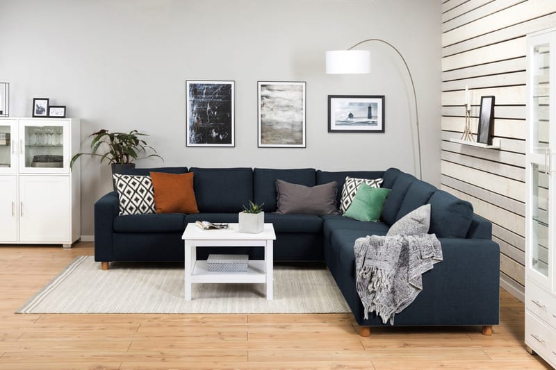 Crazy 6-seters Vendbar L-formet X-Large Hjørnesofa i Stoff - Blå - Møbler - Sofaer - Hjørnesofa