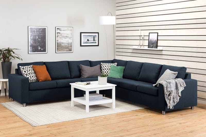 Crazy 6-seters Vendbar L-formet X-Large Hjørnesofa i Stoff - Blå - Møbler - Sofaer - Hjørnesofa