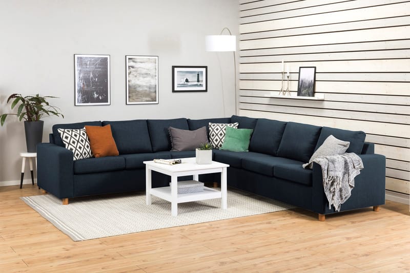 Crazy 6-seters Vendbar L-formet X-Large Hjørnesofa i Stoff - Blå - Møbler - Sofaer - Hjørnesofa