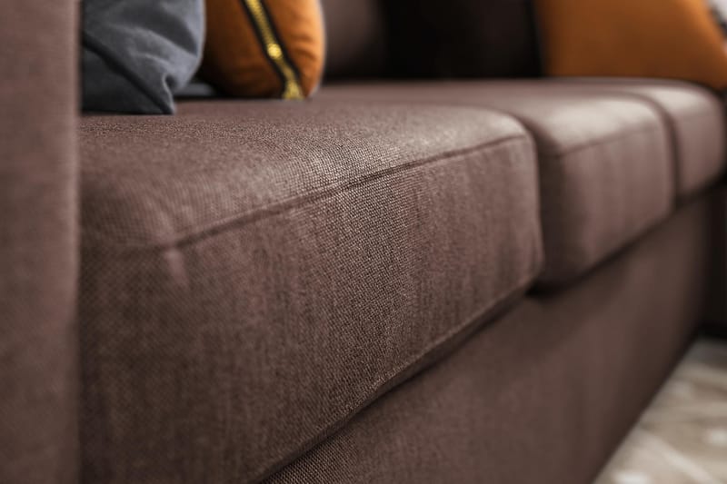 Crazy 6-seters Vendbar L-formet X-Large Hjørnesofa i Stoff - Brun - Møbler - Sofaer - Hjørnesofa