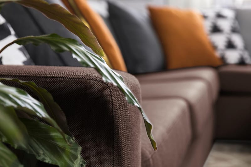 Crazy 6-seters Vendbar L-formet X-Large Hjørnesofa i Stoff - Brun - Møbler - Sofaer - Hjørnesofa