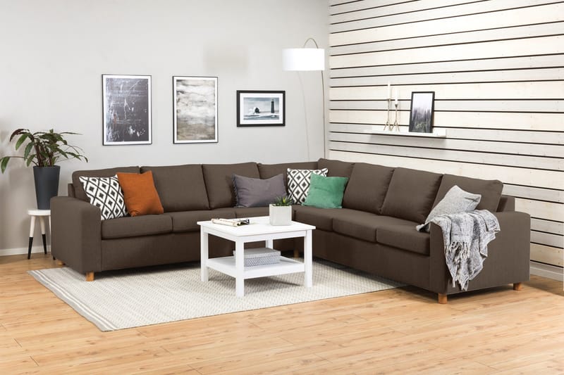 Crazy 6-seters Vendbar L-formet X-Large Hjørnesofa i Stoff - Brun - Møbler - Sofaer - Hjørnesofa