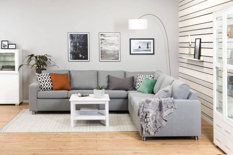 Crazy 6-seters Vendbar L-formet X-Large Hjørnesofa i Stoff - Grå - Møbler - Sofaer - Hjørnesofa