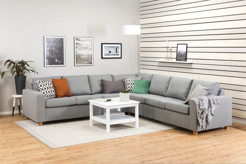 Crazy 6-seters Vendbar L-formet X-Large Hjørnesofa i Stoff - Grå - Møbler - Sofaer - Hjørnesofa