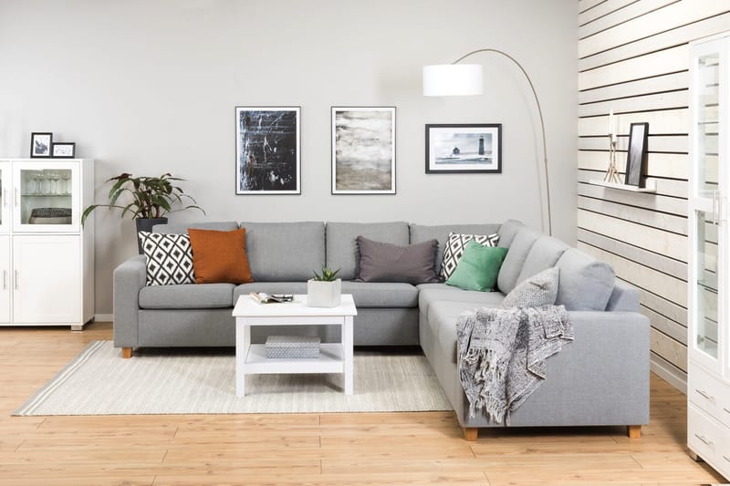 Crazy 6-seters Vendbar L-formet X-Large Hjørnesofa i Stoff - Grå - Møbler - Sofaer - Hjørnesofa