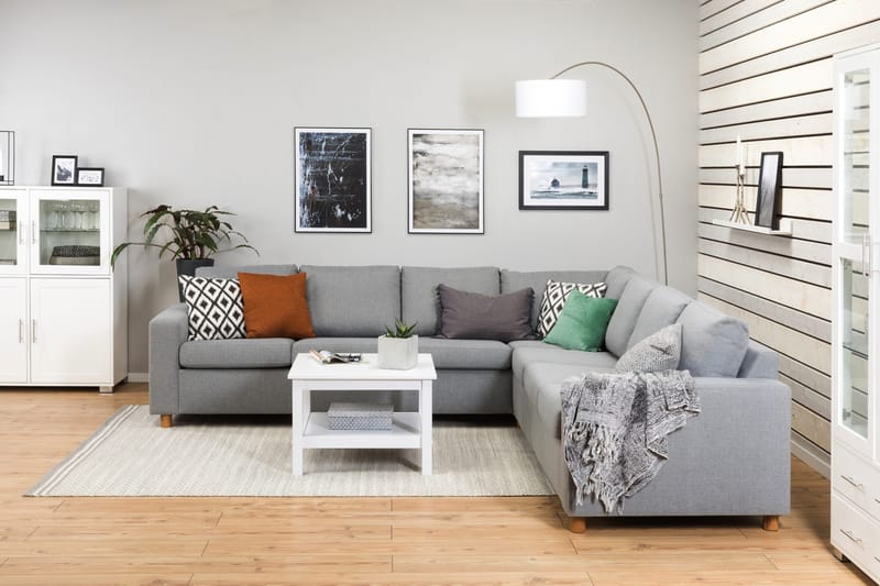 Crazy 6-seters Vendbar L-formet X-Large Hjørnesofa i Stoff - Grå - Møbler - Sofaer - Hjørnesofa