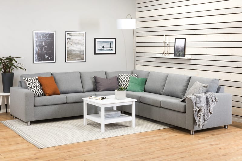 Crazy 6-seters Vendbar L-formet X-Large Hjørnesofa i Stoff - Grå - Møbler - Sofaer - Hjørnesofa